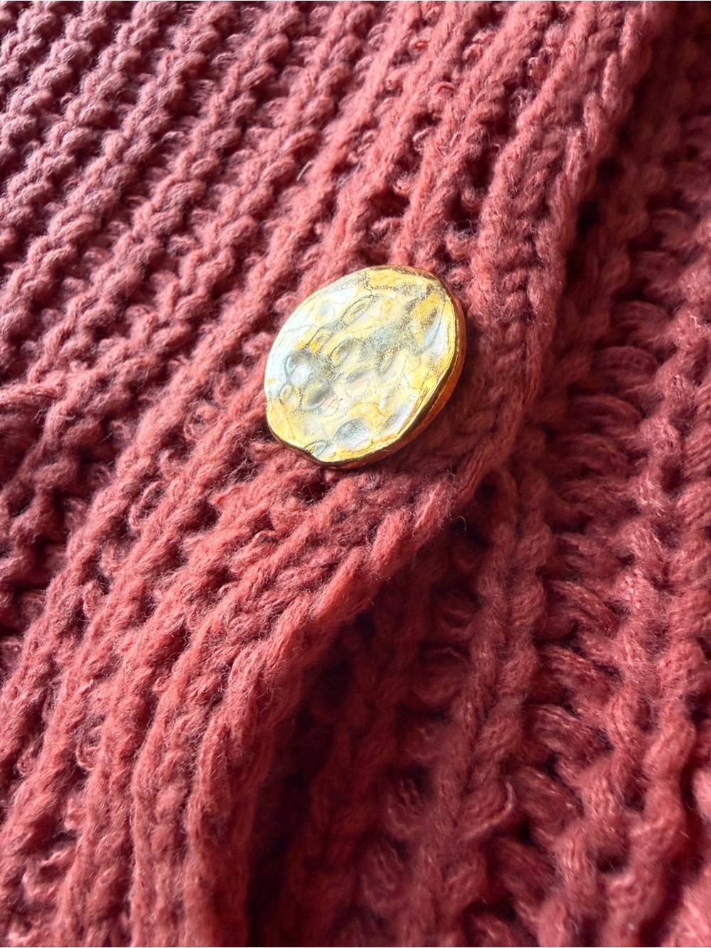 Handknit Button-Front Vest - Rust - Picture 3 of 9